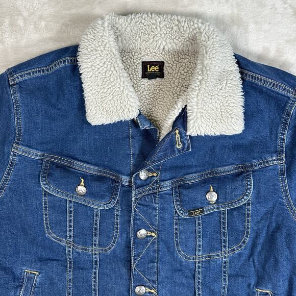NWT Lee Rider Sherpa Line Denim Blue Jean Jacket Women’s Size XL Western - Picture 4 of 13